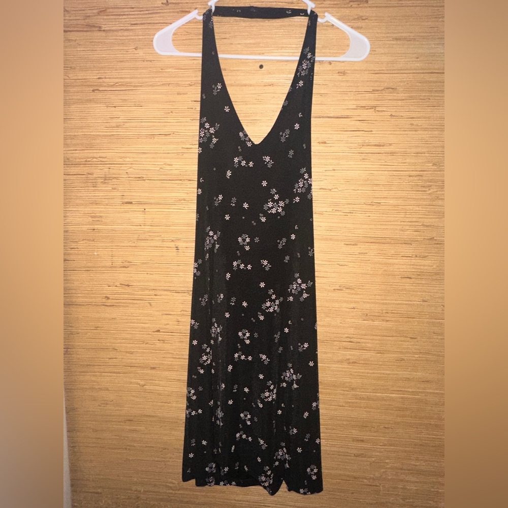 Black Halter Dress With Mini Flowers